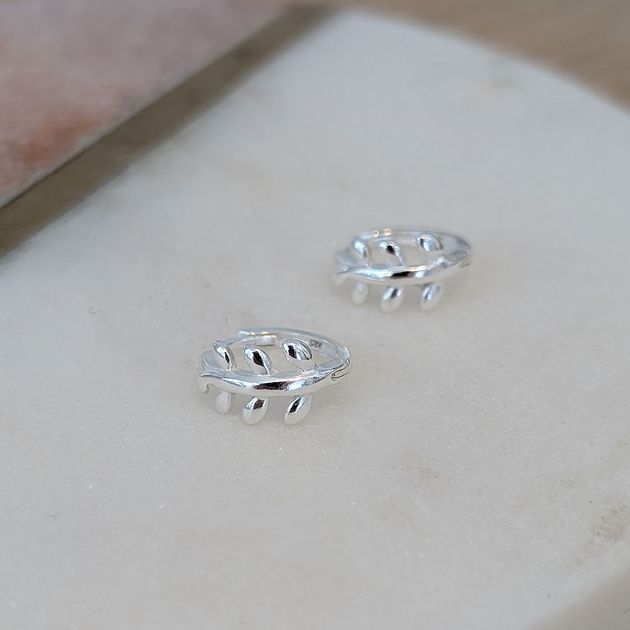 Olive Branch Huggie Hoop Earrings
