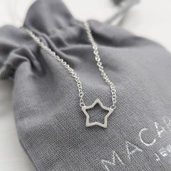 Sterling Silver Open Star Necklace