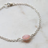 Pink Opal and Silver Chain Bracelet