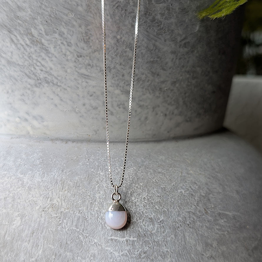 Pink Opal Gemstone Birthstone Necklace