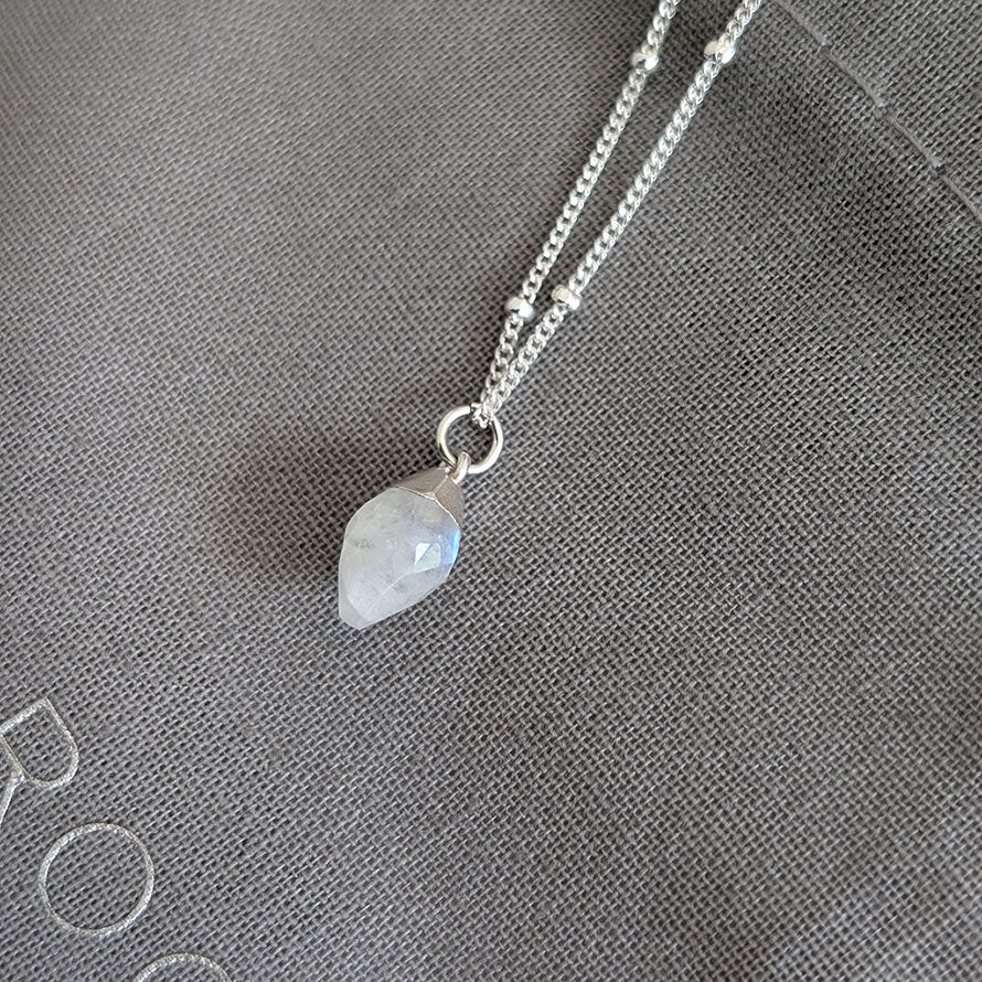 Rainbow Moonstone Semi-Precious Gemstone Necklace