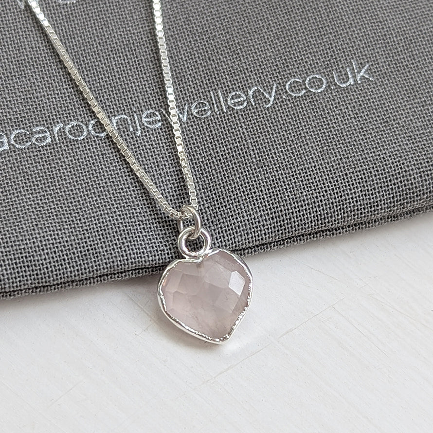 Rose Quartz Heart Gemstone Necklace