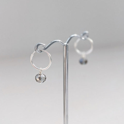 Sterling Silver Crystal Hoop Earrings