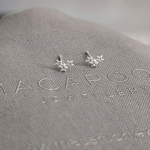 Tiny Crystal Star Climber Earrings