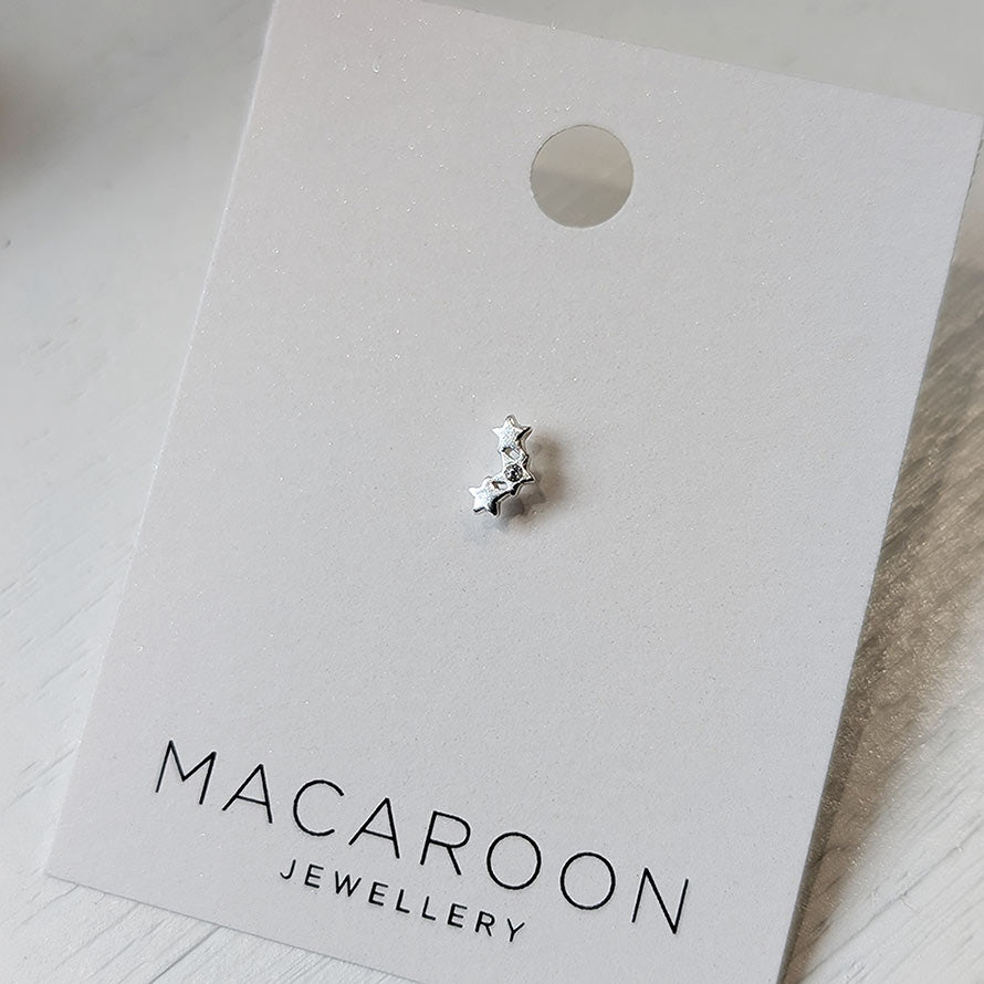 Sterling Silver Triple Star Helix Stud Earring