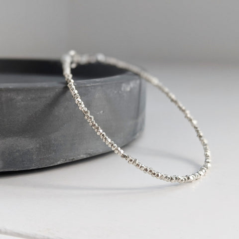 Tiny Fine Silver Beaded Bracelet