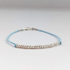 Blue Silk and Fine Silver Bracelet