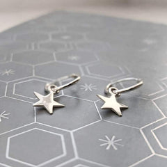 Micro Hoop and Star Drop Earrings