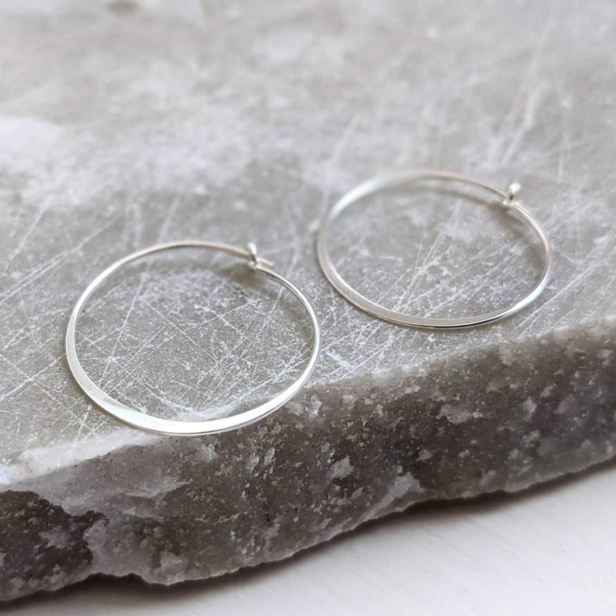 Silver Flat Edge Hoop Earrings