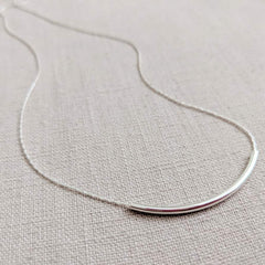 Sterling Silver Fine Curved Bar Necklace