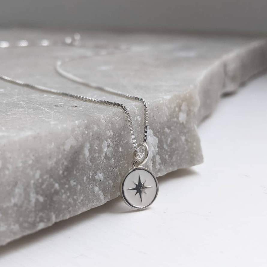 White Pole Star Charm Necklace