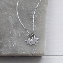 Star Drop Necklace in Sterling Silver